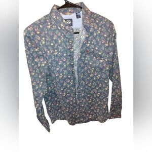 Dockers Blue Button Down Floral Shirt